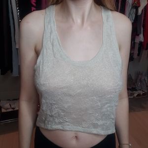 Free People Gold Metallic Glitter Crop Top